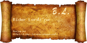 Bider Loréna névjegykártya